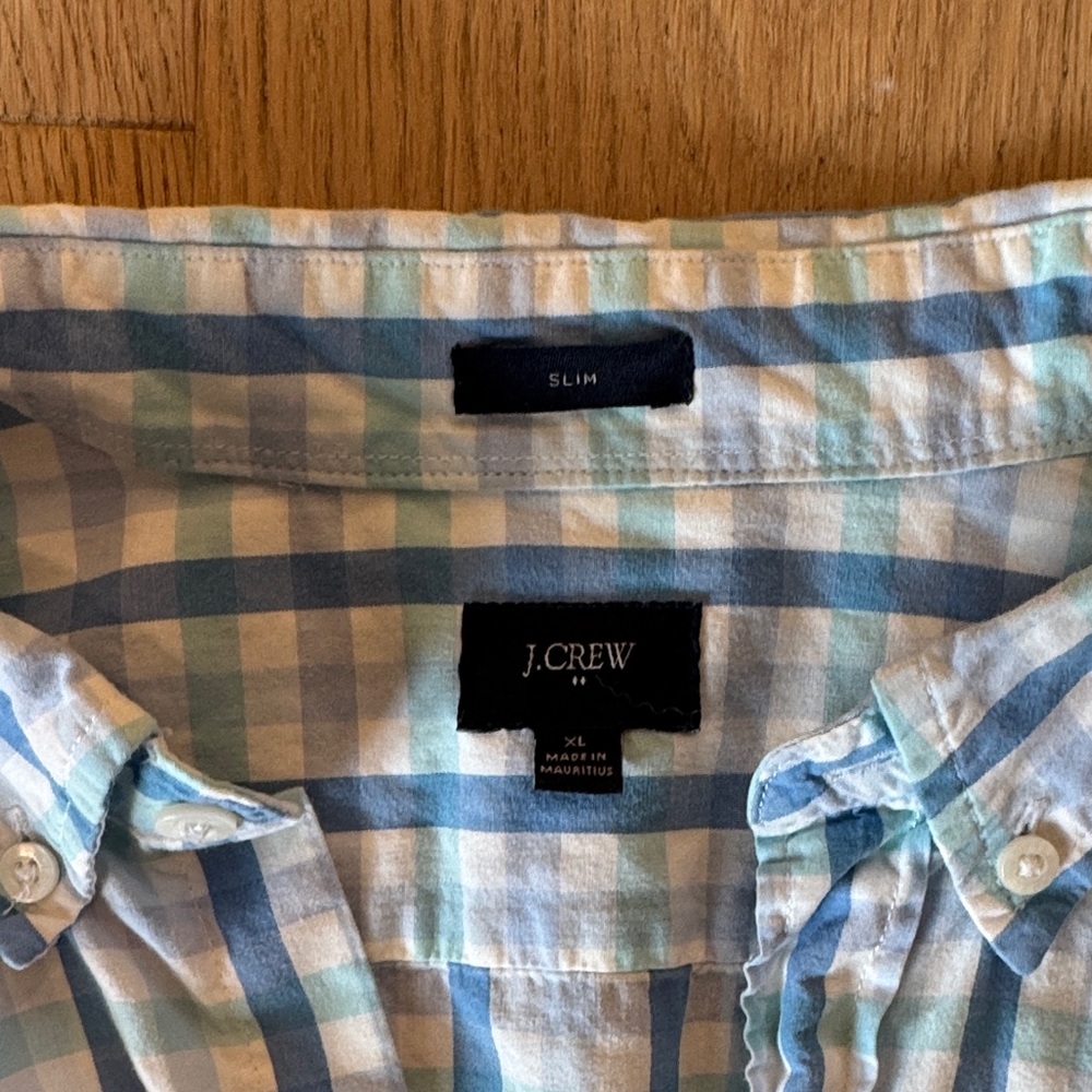 J. Crew Light Blue and White Striped Casual Shirt - Picture 2 of 3